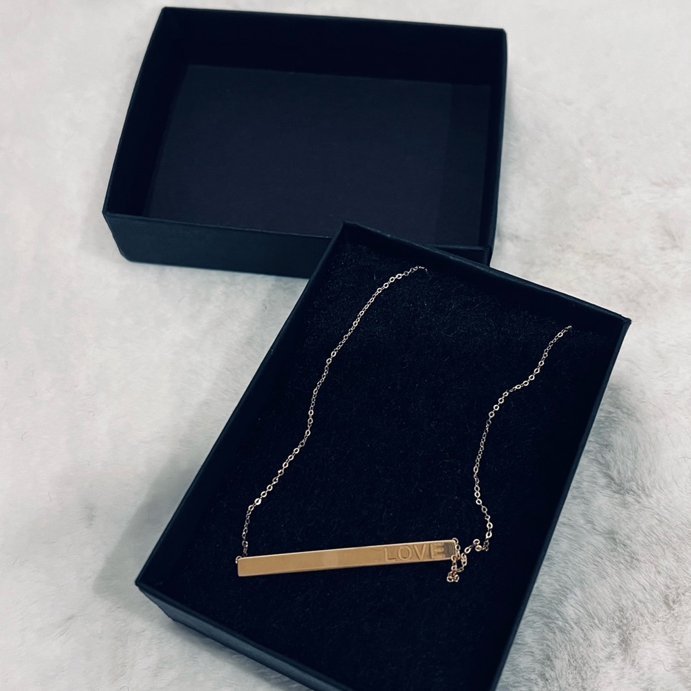 Gold Bar Love Necklace